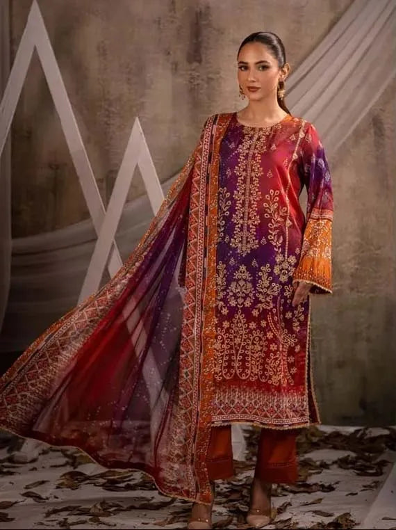 Eleganza Dhanak Rang Embroidered Lawn Collection 2024 (EG-181)