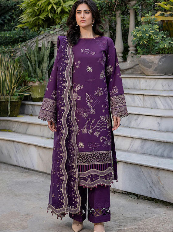 Embroidered Elite Lawn Collection 2026 (08-Raven Plum)