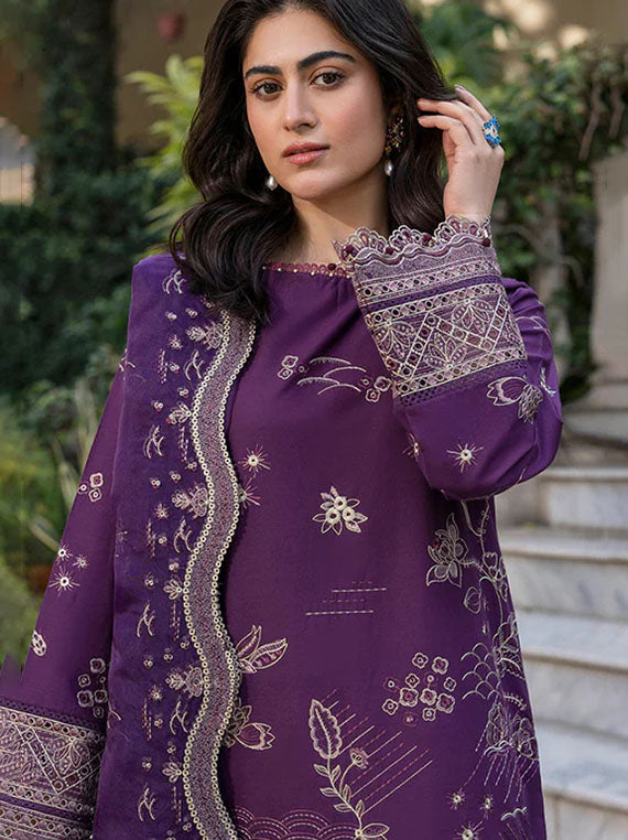 Embroidered Elite Lawn Collection 2026 (08-Raven Plum)