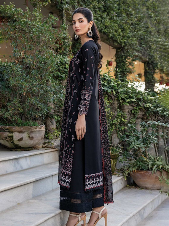 Embroidered Elite Lawn Collection 2026 (10-Black Rose)