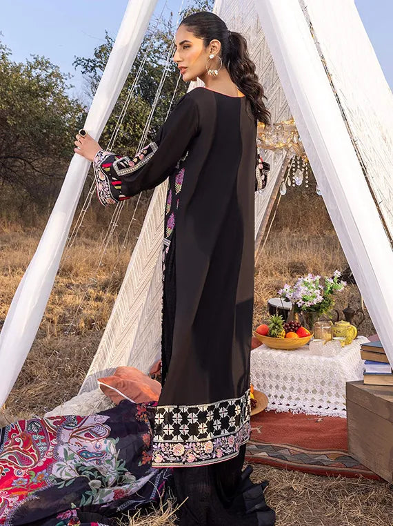Embroidered Luxe Lawn Collection 2025 by Asifa and Nabeel (Noir)