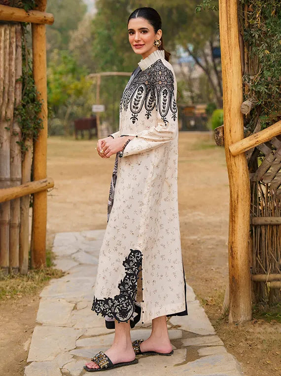 Embroidered Luxe Lawn Collection 2025 by Asifa and Nabeel (SNOWDROP)