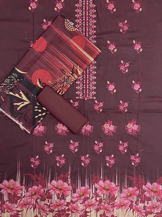 Embroidered Printed Peach Slub Edit 2025 Vol-25DB43 (D-03)