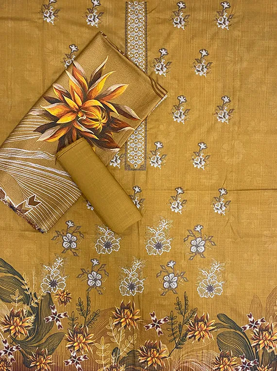 Embroidered Printed Peach Slub Edit 2025 Vol-25DB43 (D-04)