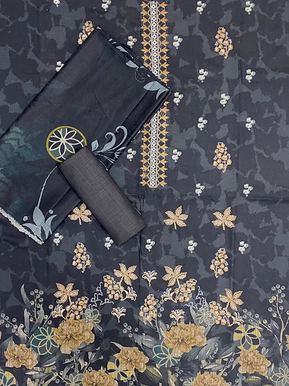 Embroidered Printed Peach Slub Edit 2025 Vol-25DB43 (D-06)