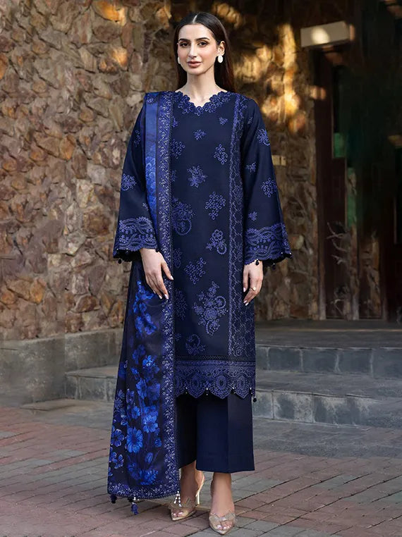 Eminence Embroidered Khaddar Collection 2025 By Farasha (05-BLUEBELL)