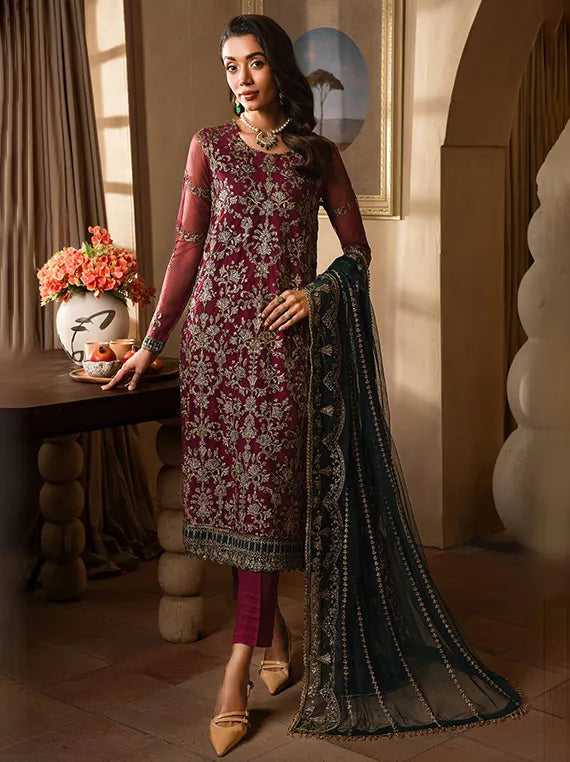 Emirah Luxury Embroidered Net Collection 2025 by Zarif (08-HAYAL)