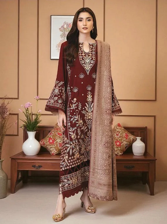 Enzah by Johra Embroidered Peach Leather Collection 2025