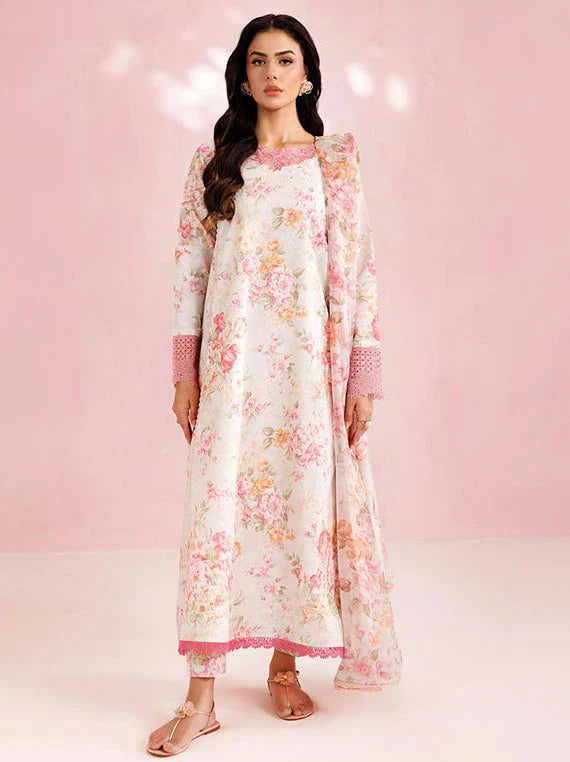 FARASHA Embroidered Printed Lawn Collection 2026 (01-Cream Haze)