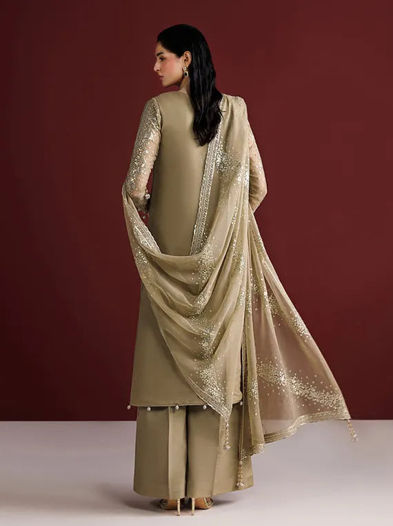 Farasha Unstitched Formal Chiffon Collection'26 (Golden Sand)