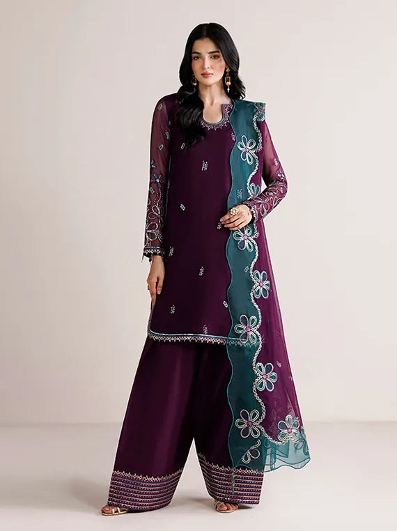 Farasha Unstitched Formal Chiffon Collection'26 (Plum Adore)