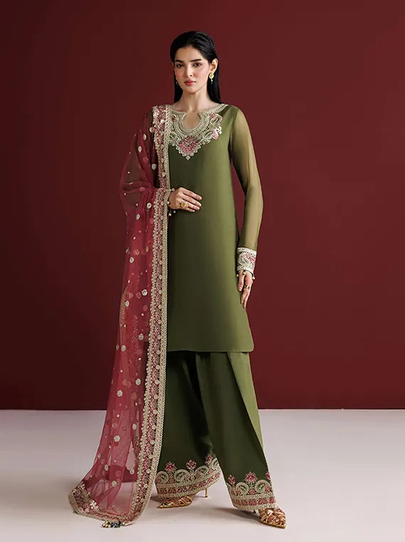 Farasha Unstitched Formal Chiffon Collection'26 (Scarlet Leaf)