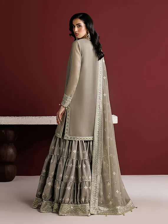 Farasha Unstitched Formal Chiffon Collection'26 (Stone Haze)