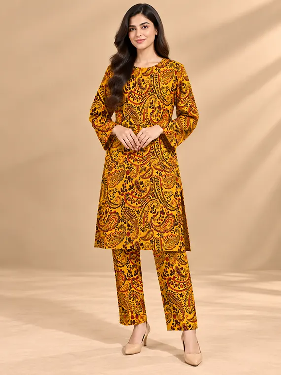 Fine Peach Stone Leather Printed 2pc Edit ’26 VOL-FB11 (D09)
