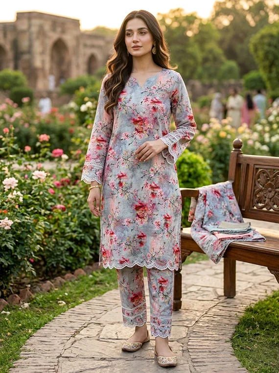 Floral Printed Lawn By Umar Poshak Edit26 Vol-FA26 (D-01)