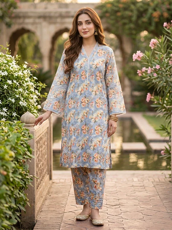 Floral Printed Lawn By Umar Poshak Edit26 Vol-FA26 (D-07)