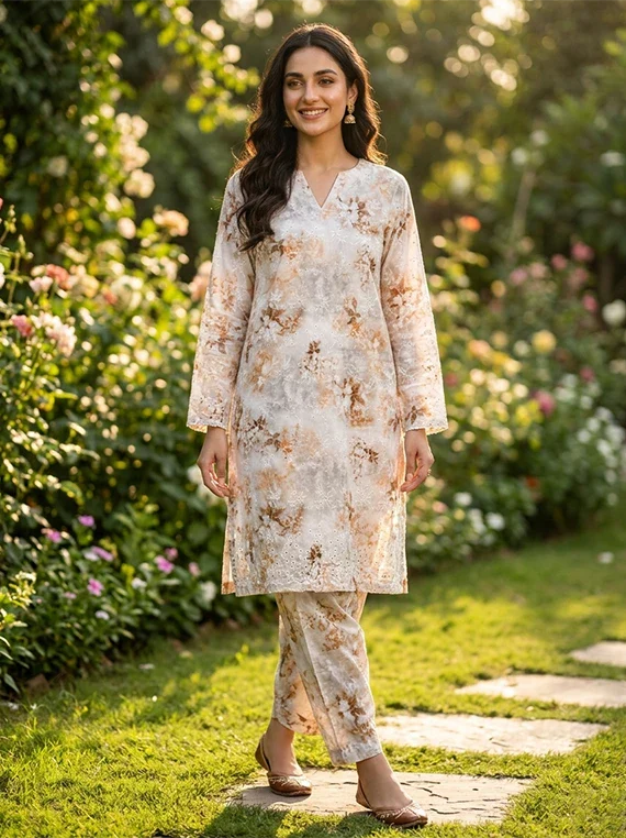 Flowers Printed Chikankari Lawn Edit26 Vol-FA27 (D-05)