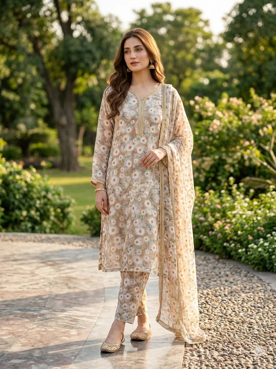 Flowers Printed Chikankari Lawn Edit26 Vol-FA27 (D-10)