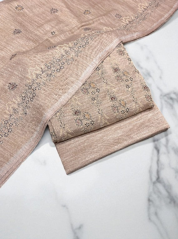 Fully Embroidered Peach Leather Luxe Edit 2025 (25DU16-02)