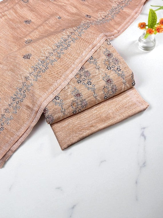 Fully Embroidered Peach Leather Luxe Edit 2025 (25DU16-04)
