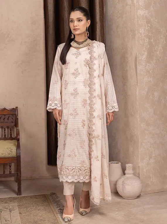 Hooria Embroidered SLub Lawn Collection 2025 (D-01)