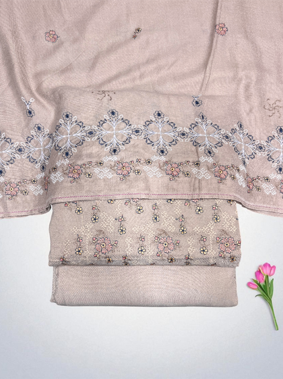 Hues of Warmth Embroidered Peach Leather Edit25 (25DU05)