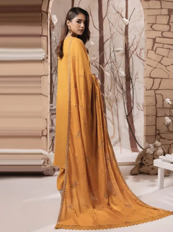 IRINA by Humdum Embroidered Peach Wool Collection 2025 (D-02)