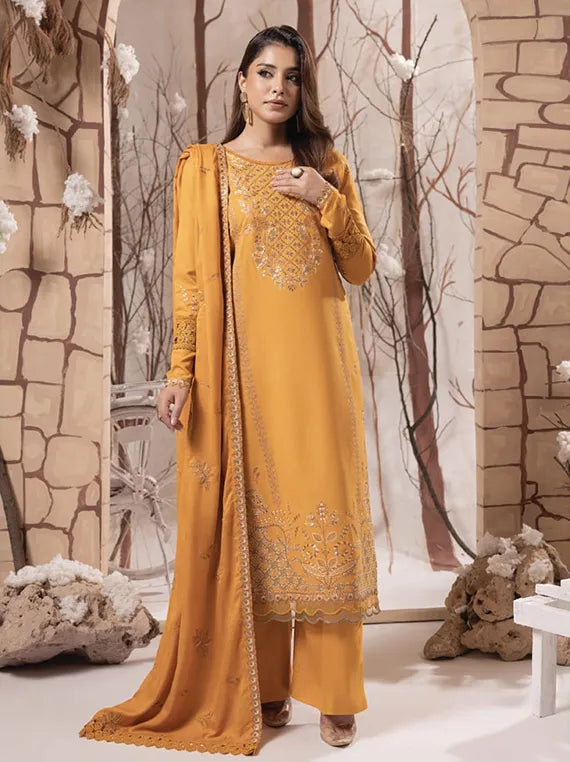 IRINA by Humdum Embroidered Peach Wool Collection 2025 (D-02)