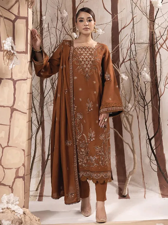 IRINA by Humdum Embroidered Peach Wool Collection 2025 (D-06)