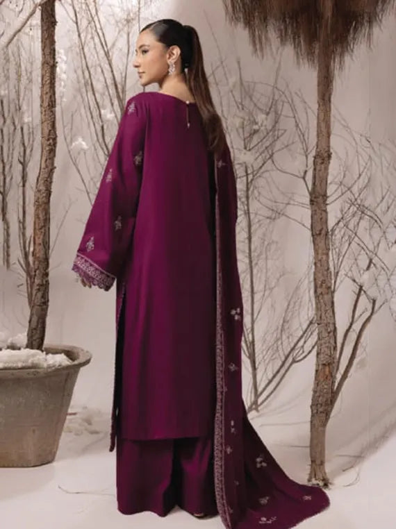 IRINA by Humdum Embroidered Peach Wool Collection 2025 (D-09)