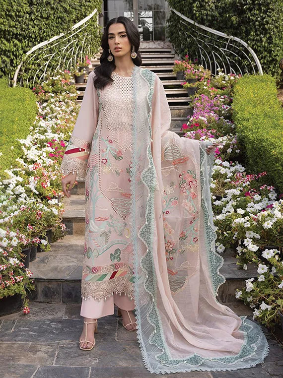Jazmine Luxury Lawn Collection 2025 By Raeesa (01-Sleeping Beauty)