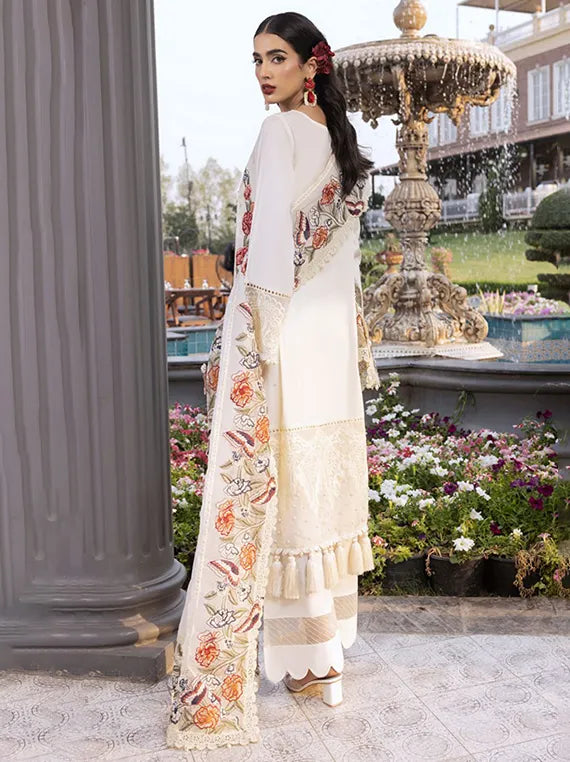 Jazmine Luxury Lawn Collection 2025 By Raeesa (05-White Queen)