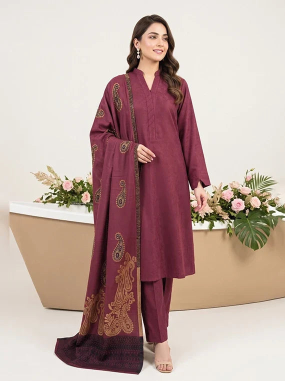 Julian by Tawakkal Fabrics Leather Peach Unstitched Collection'26 (D-5903)