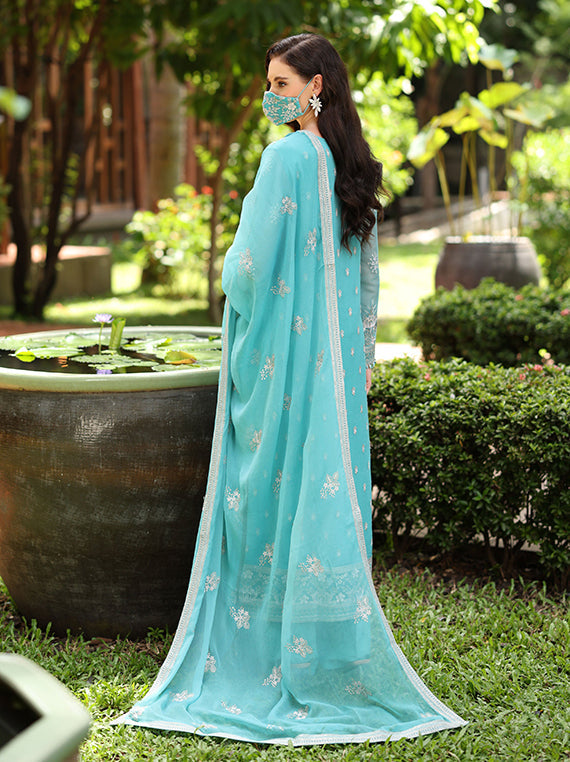 Flossie Festive Embroidered Unstitched Collection'26 (K-104 Aquaria)