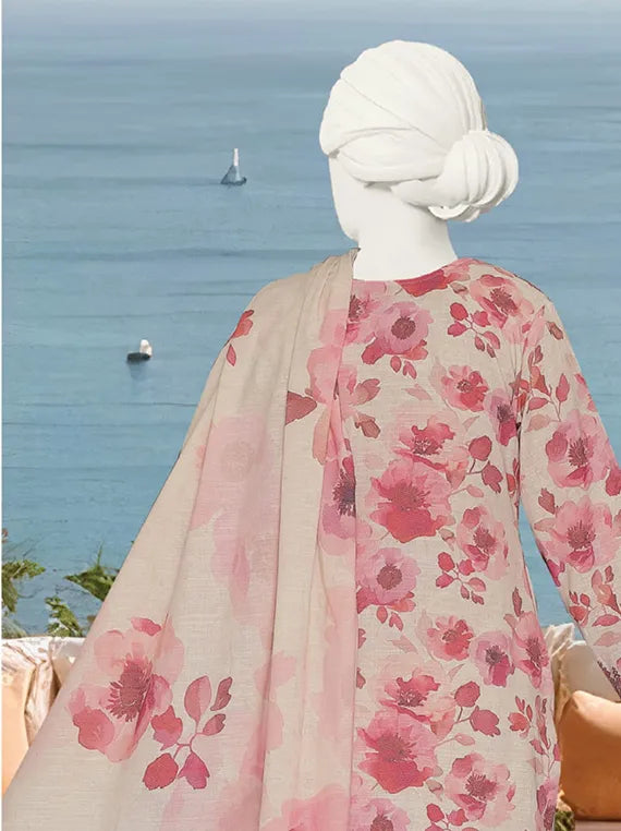 KHUSHBU by ABC Printed Peach Slub Collection 2025 (D-561)