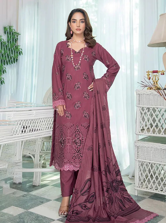 Kashaf Embroidered Slub Peach Collection 2025 by Riaz Arts (D-02)