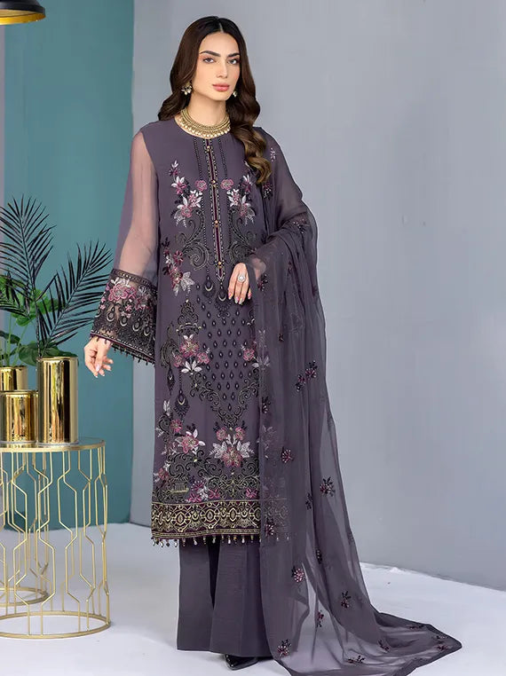 Kuch Khas Embroidered Chiffon Edit 2025 by Flossie (K-1308-Grey-Elegant)