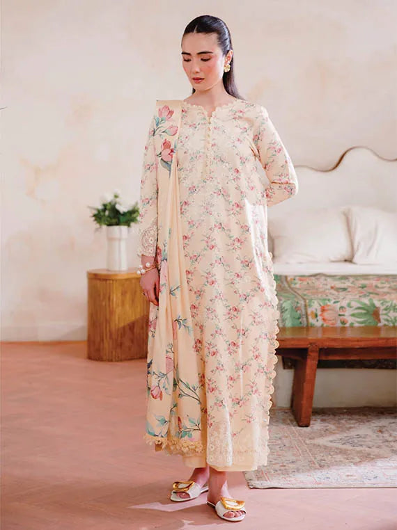LAYLA Embroidered Printed Karandi Collection 2025 by HUM DUM (D-04)