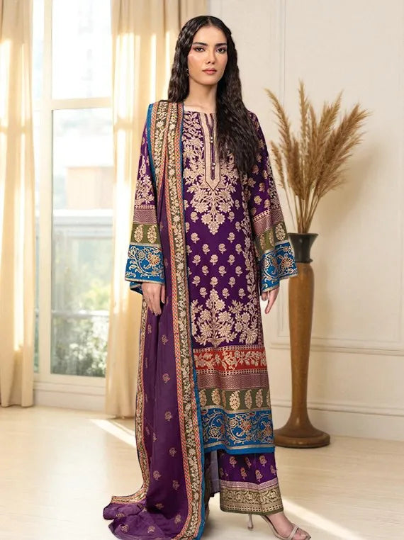 Lime Light Winter Khaddar Collection 2025 (U3794 PURPLE)