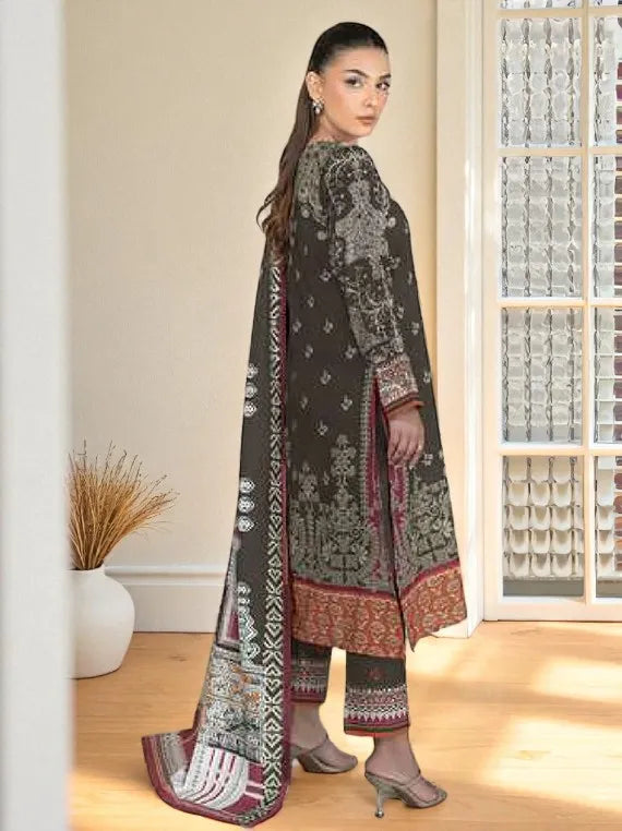 Lime Light Winter Khaddar Collection 2025 (U3799 BROWN)