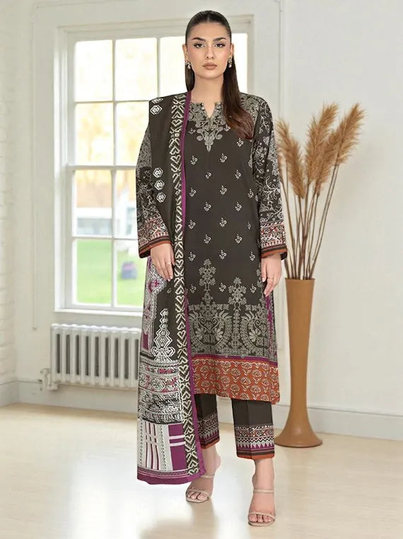 Lime Light Winter Khaddar Collection 2025 (U3799 BROWN)
