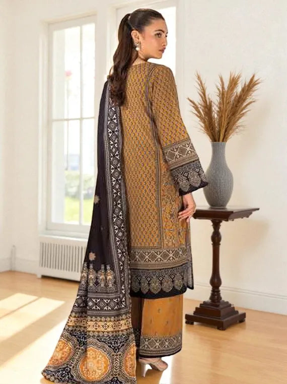 Lime Light Winter Khaddar Collection 2025 (U3842 YELLOW)
