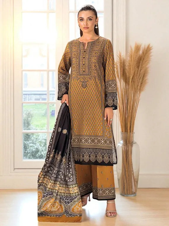 Lime Light Winter Khaddar Collection 2025 (U3842 YELLOW)