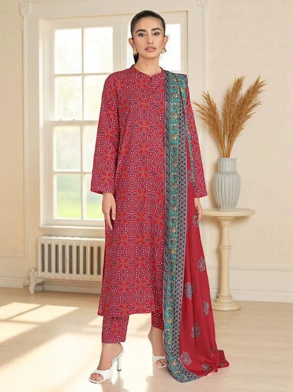 Lime Light Winter Khaddar Collection 2025 (U3877 RED)
