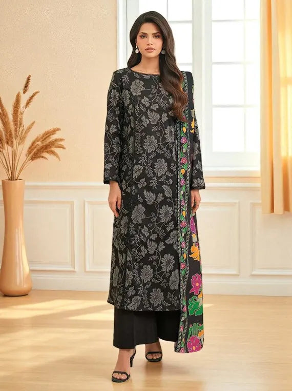 Lime Light Winter Khaddar Collection 2025 (U4551 BLACK)