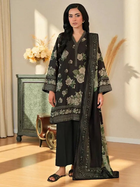 Lime Light Winter Khaddar Collection 2025 (U4575 BLACK)