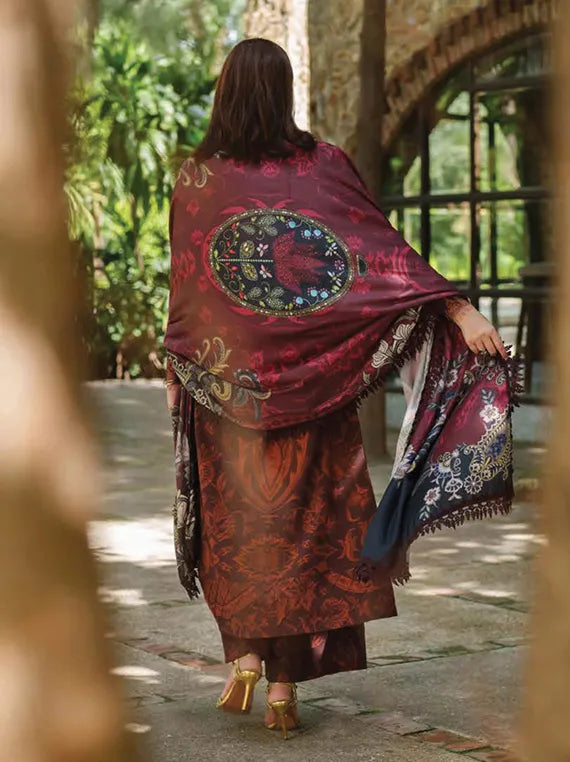 MERAKI Embroidered Viscose Collection 2025 by ASIFA and NABEEL (Crimson Chill)