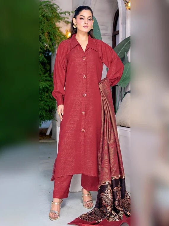 MIRAAS Wool Touch Peach Unstitched Collection'26 by Riaz Arts (D-04)