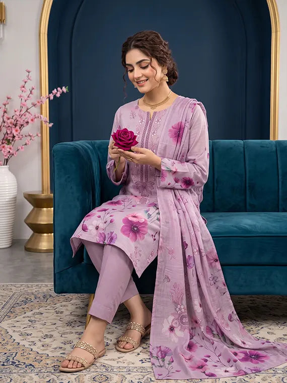 MODERN Print Embroidery Dhanak Unstitched Collection'26 Vol-190 (D-01)