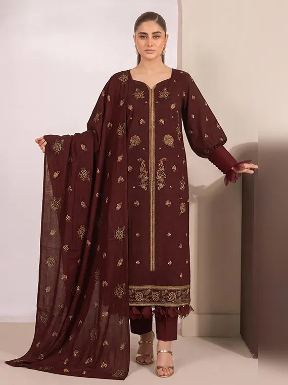 MUSKAN by NUR Embroidered Peach Leather Unstitched Collection'26 (D-03)